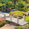 5 ft Wooden Garden Bridge with Railings – Arched Natural Fir Wood Backyard Footbridge