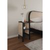 Manhattan Comfort Versailles Cane End Table – Black Frame with Natural Rattan Shelves