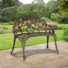 38.5" Cast Aluminum Outdoor Rose Garden Bench Chair