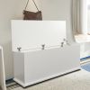 White Wooden Storage Chest Trunk with Lift Top Bench Organizer