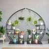 Artisasset 2-Piece 5-Layer Semicircle Iron & Wood Plant Stand – Garden, Balcony & Patio Flower Pot Display