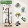 Artisasset 6-Layer Half Heart Iron and Wood Plant Stand – Black Flower Pot Shelf for Garden, Patio, Balcony, and Home Décor