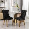 Modern Tufted Velvet Dining Chair – Solid Wood with Golden Stainless Steel Legs