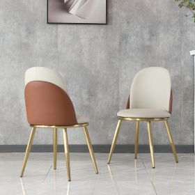 Modern PU Leather Dining Chairs Set of 2 with Gold Metal Legs