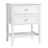 Wood Nightstand Side Table with 2 Drawers and Shelf