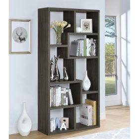 Weathered Grey 8-Shelf Bookcase – Modern Geometric Display Shelf