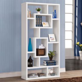 White 10-Shelf Open Back Geometric Bookcase