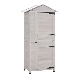 Outsunny 36" Wooden Storage Shed Cabinet with 4-Tier Shelves and Tin Roof