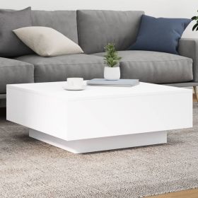 White LED Coffee Table 31.5" Square Modern Engineered Wood