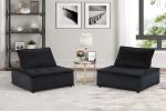 Anna 40" Black Velvet Armless Lounge Chair Set of 2