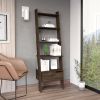 DEPOT E-SHOP Kobe Ladder Bookcase – Five Open Shelves with Drawer, Dark Walnut