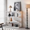 Multifunctional 4-Tier White Bookshelf & Coffee Table – Modern Floor Storage Cabinet