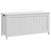 HOMCOM 39.4" Storage Chest with 2 Safety Hinges – Wooden White Blanket Box