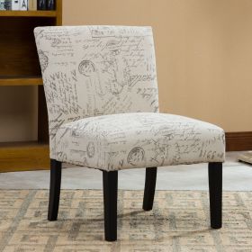 Botticelli English Letter Print Armless Contemporary Accent Chair