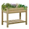 Outsunny 36" Raised Garden Bed with Legs and Storage Shelf – Elevated Wood Planter
