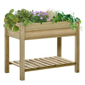 Outsunny 36" Raised Garden Bed with Legs and Storage Shelf – Elevated Wood Planter