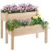 Outsunny 34" Two-Tier Raised Garden Bed Elevated Wooden Planter Box for Vegetables, Herbs & Flowers