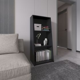 47" H Black 3-Shelf Bookcase – Modern Engineered Wood Storage Shelf