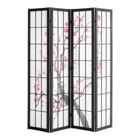 VEVOR 4-Panel Japanese Wood Room Divider Screen – Folding Privacy Partition