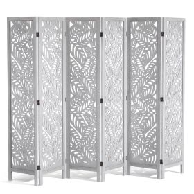 VEVOR Wood Room Divider, 6 Panel Wood Folding Privacy Screen, 66.9 Inches Tall Indoor Carved Partition Divider, Portable Decoration Screen
