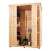 VEVOR Large Wooden Outdoor Storage Cabinet with Sloped Waterproof Roof and Metal Frame