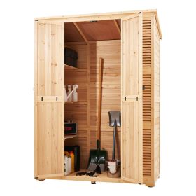 VEVOR Large Wooden Outdoor Storage Cabinet with Sloped Waterproof Roof and Metal Frame