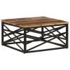 Multicolor Reclaimed Wood Coffee Table – Rustic Industrial Square Table