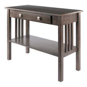 Stafford Console Hall Table with Drawer and Shelf – Oyster Gray