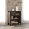 Grey Metal and MDF Storage Cabinet – Wall-Mounted Industrial Design, 3 Doors