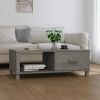 Light Grey Solid Pine Coffee Table with Drawer – Modern Rectangular Living Room Table