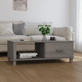 Light Grey Solid Pine Coffee Table with Drawer – Modern Rectangular Living Room Table