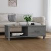 Dark Grey Pine Wood Coffee Table with Drawer – Modern Rectangular Living Room Table