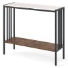 36-Inch Industrial Console Table with Sintered Stone Top and 2-Tier Shelf