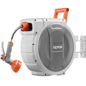 VEVOR Retractable Garden Hose Reel, 1/2" x 145 ft Wall-Mounted with 9-Pattern Nozzle