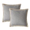 Set of 2 Vintage Linen Throw Pillow Covers 20x20 – Gray with Trim