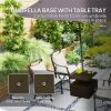 Patio Umbrella Base with Table Tray – Outdoor Side Table Stand