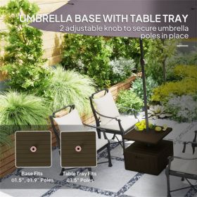 Patio Umbrella Base with Table Tray – Outdoor Side Table Stand