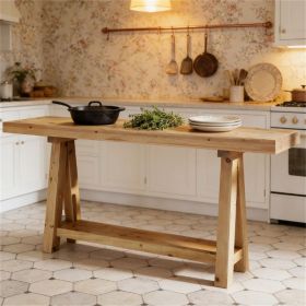 Solid Wood Entrance Console Table with Two-Tier Storage – Farmhouse Sofa Table for Hallway & Living Room