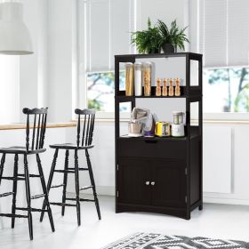 Bathroom Storage Cabinet with Drawer, Open Shelf, and 2-Door Cabinet – Black