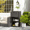 Outdoor Dark Brown Rattan Towel Rack & Storage Cabinet – Rolling Wardrobe