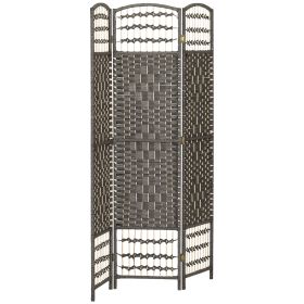 3 Panel Folding Room Divider Privacy Screen – Portable Wave Fiber Partition, Dark Gray