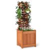 2-in-1 Wooden Raised Garden Bed with Trellis - Solid Wood (Waterproof Teak Oil), 16"x16"x48" Size