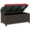 Outdoor Rattan Storage Bench with Cushion Patio Storage Seat