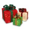 3-Piece LED Lighted Christmas Gift Box Set – Warm White, ABS Plastic Frame