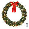 60in PVC Christmas Garland with 220 LED Lights & 600 Branches, Green Bow Decoration