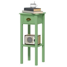 2-Tier Side Table with Drawer and Shelf – Green End Table for Living Room & Hallway