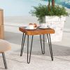 Square Reclaimed Teak Wood End Table with Metal Legs