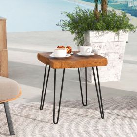 Square Reclaimed Teak Wood End Table with Metal Legs