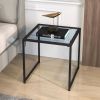 Tempered Glass Side Table with Metal Frame for Indoor & Outdoor