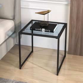 Tempered Glass Side Table with Metal Frame for Indoor & Outdoor